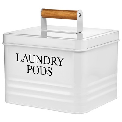 Modern Farmhouse Metal Laundry Pods Holder Container with Lid for Laundry Roo...