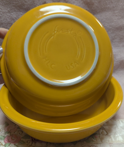 2-Vintage Fiestaware Fruit Small Bowl Fiesta Original 6 inch - Mustard Yellow - Picture 3 of 7