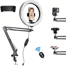 Desk Ring Light Overhead Camera Phone Mount Selfie Light for Video Recording USA