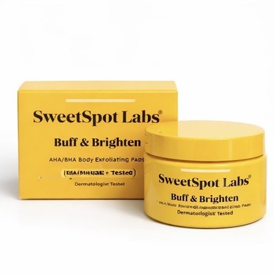SweetSpot Labs Buff & Brighten AHA/BHA Body Exfoliating 50 Pads - New In Box !