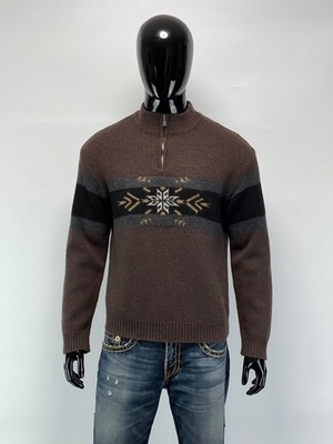 Bogner Vintage Men's 1/4 Zip 100% Virgin Wool Sweater Brown Size 48(M)