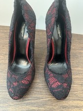 Dolce & Gabbana Black Burgundy Floral Lace Pumps Heels EU 38 Made in Italy
