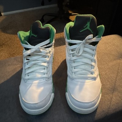 Jordan Air Jordan 5 Mid-Top Leather Sneakers White/Green/Black