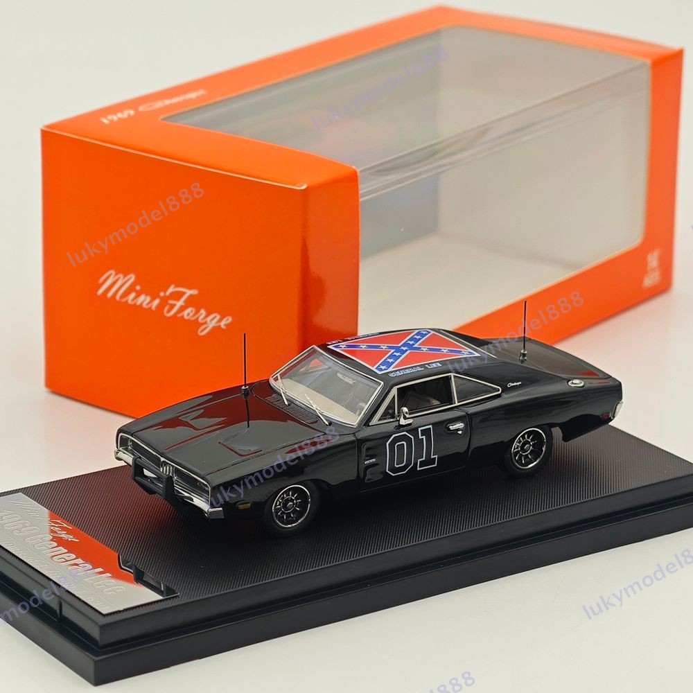 1:64 mini forge 1969 dodge charger general lee black diecast model car limited