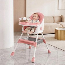 3 In 1 Foldable Baby High Chair, Multifunctional Toddler Feeding Highchair