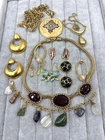 Lot Of Vintage Gold Tone Jewelry Necklaces Earrings Estate Lot