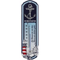Lanolu Thermometer Heimathafen 8X28Cm Im Retro Stil
