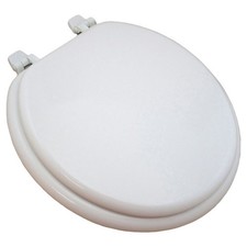 Jones Stephens C001WD00 White Round Wood Toilet Seat
