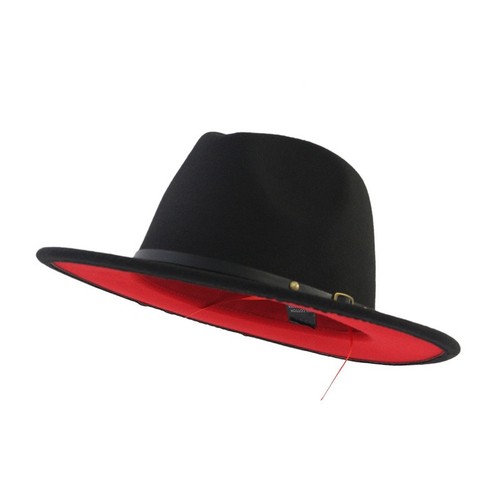European And American Popular Woolen Top Color Matching Flat Brim Fedora Jazz Ha