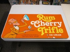 Baskin Robbins ice cream 1980 RUM CHERRY TRIFLE store display sign poster X2