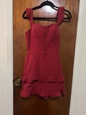Red Sleeveless Ruffle Cocktail Dress