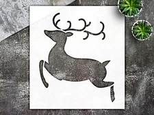 Flying Reindeer Silhouette Wildlife Decor Stencil for Nature - Inspired Art - S…