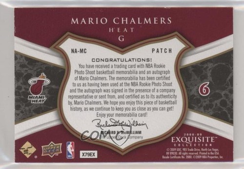 2008-09 Exquisite Collection Noble Nameplates /14 Mario Chalmers Rookie Auto RC - Picture 2 of 3