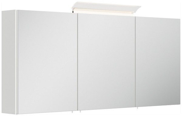 Badezimmer Spiegelschrank 3-TüRig Led-Acryllampe 140Cm Weiß Hochglanz Badspiegel-image