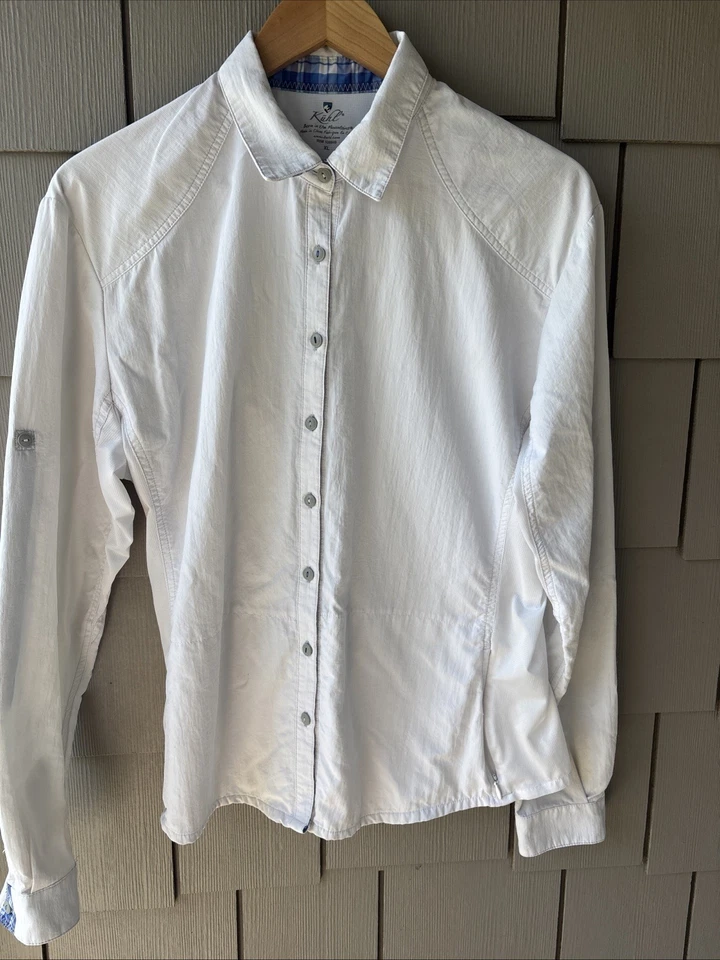 Kuhl Abotonable Mujer XL Born In The Mountains Bolsillos Malla Manga Larga Exterior Foto 2 de 4