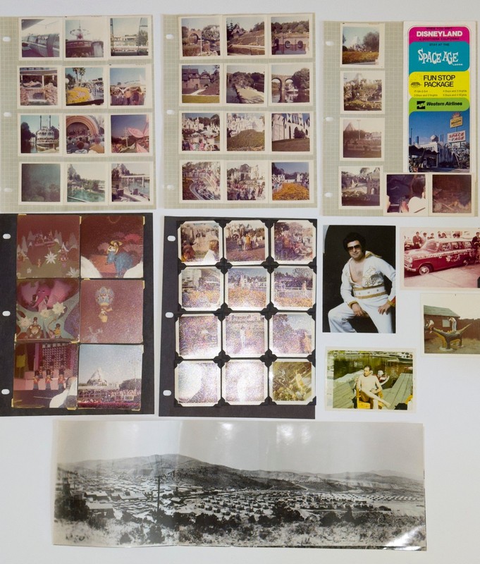 Found photos LOT. Early Disneyland, San Francisco, Postcards, Misc photos, etc