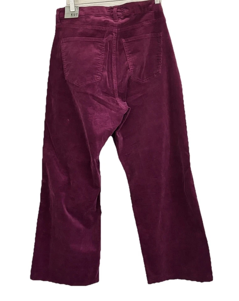 Pantalón de pana KUT From The Kloth MEG tiro alto FAB AB pierna ancha dobladillo crudo talla: 14W Foto 3 de 4