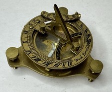 Brass Sundial Compass Solid Brass Pocket Sundial West London Nautical Decor