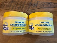 2 Baby Magic Creamy Whipped Butter, Soft Powder Scent, Hypoallergenic, 8.4 oz