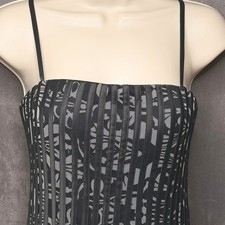 JS Collections Midi Dress Womens 4 Blk Floral Mesh Satin Ribbon Trim Square Neck