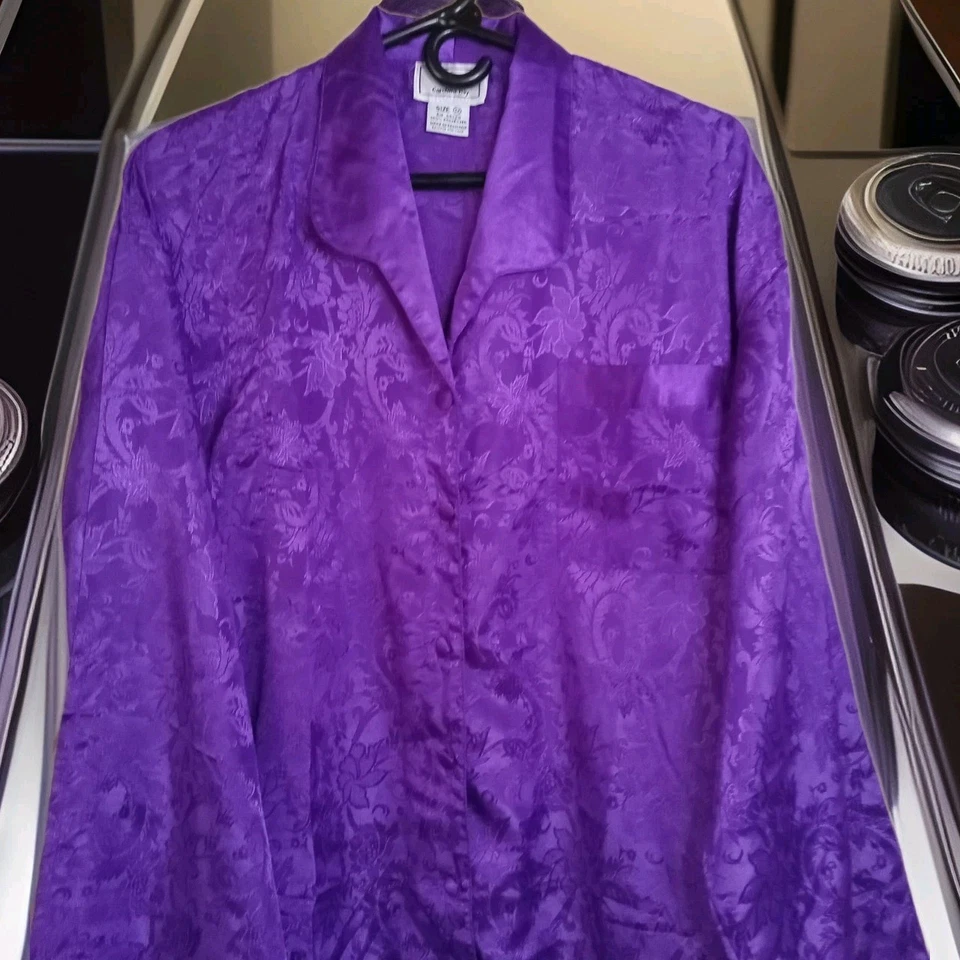 Женский размер 3 x фиолетовый шикарный шелковистый лаунж ночь рубашка круиз Vaca Carolina Bay - Изображение 3 из 4