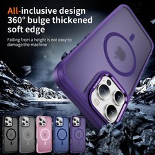 For iPhone 17 Pro Max 16 15 14 Shockproof Magnetic Matte Hard Slim PC TPU Case