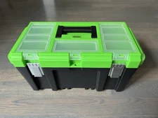 OEMTOOLS 22179 19 Inch Tool Box Set with Removable Tool Tray, Black and Green