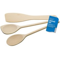 Kitchen Craft Beech Wood Kitchen Cooking Baking Utensils Spoon Spatula- Set of 3