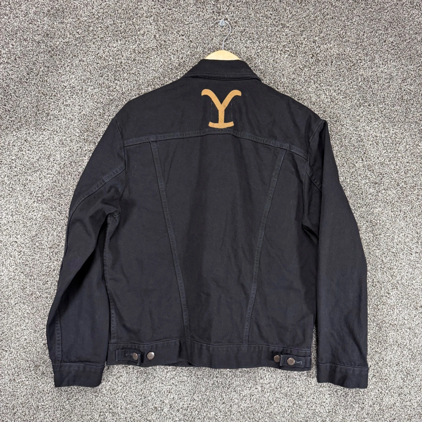 WRANGLER x YELLOWSTONE Denim Trucker Jacket Mens M Black Western Cowboy Rancher - product detail image 8
