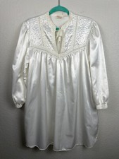vintage ILISE STEVENS nightgown sleepwear satin lace victorian gown white large