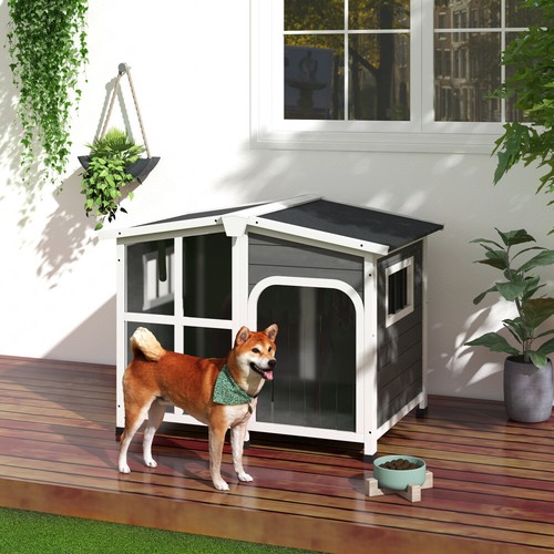Cabin-Style Wooden Dog House for Dogs Big Dog House Outdoor & Indoor - Picture 2 of 7