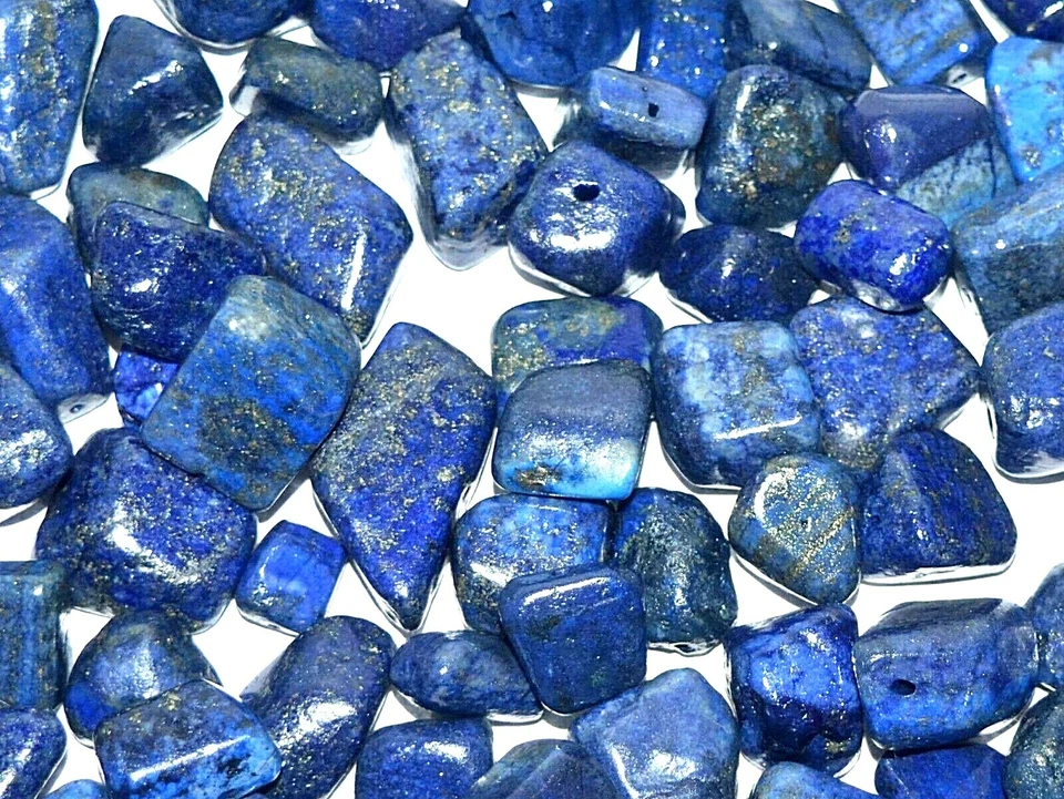 100% Natürlich Blau Lapislazuli Perlen Unbehandelt Gebohrt 20.00 MM Lose - Bild 2 von 4