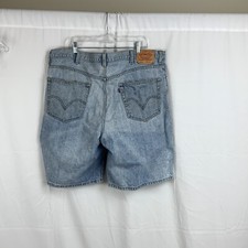 Vintage Levis 550 Mens 42 Relaxed Fit Denim Jean Shorts Red Tab Light Blue Wash