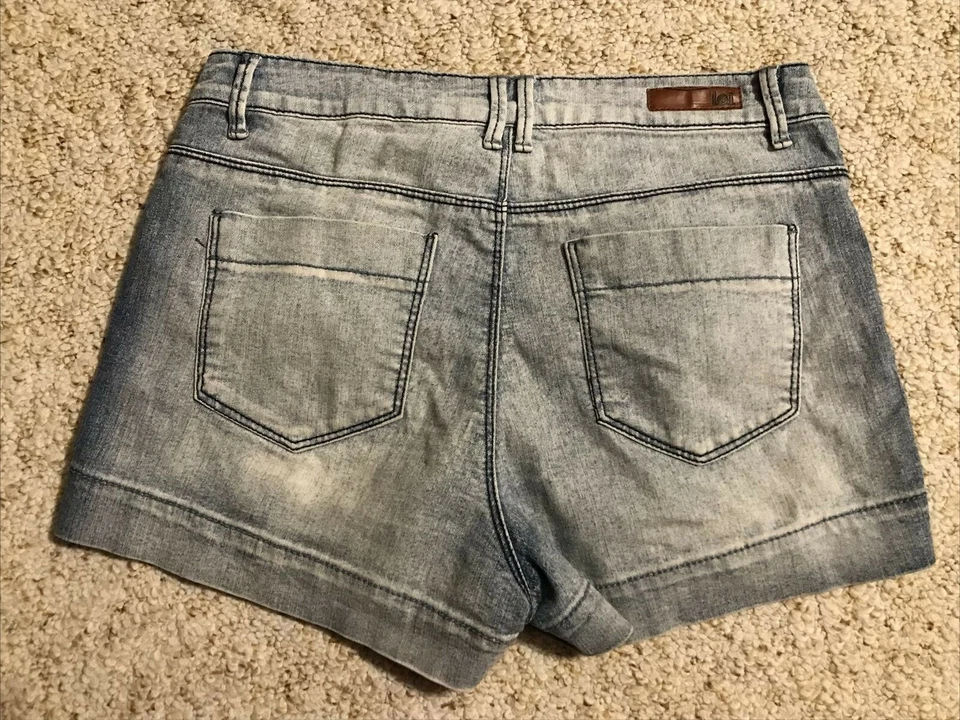 Pantalones Cortos Lei Mujer Junior Botón Mosca Denim Tatum Tiro Alto Talla 9 Cintura 28" Foto 2 de 4