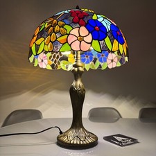 Bellissima lampada da tavolo Tiffany 16 pollici vetro colorato artigianale paralume floreale