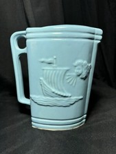 Robinson Ransbottom Zephyr Northwind Viking Sailing Ship Ceramic Pitcher 9&rdquo;Blue