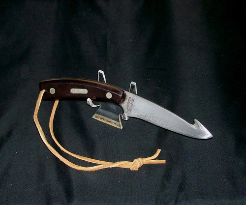Schrade 158OT Knife Guthook Skinner 1980 Fixed Blade Hunter & Original Sheath - Picture 9 of 12