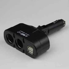 Rocketek 3.1A/15.5W Dual USB Car Charger Adapter with 2 Socket Cigarette Lighter