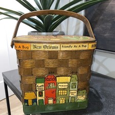 Caro Nan Basket Purse Hand Painted 1967 Penny Signed