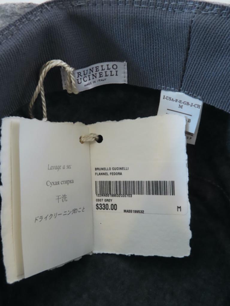 Brunello Cucinelli★素敵！Gray Flannel Fedora Hat NWT Brunello Cucinelli Gray Flannel Fedora Hat Size M | eBay