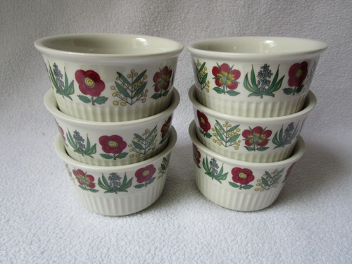 Villeroy&Boch V&B Luxembourg Keramik 6 Souffle Förmchen florales Motiv wie neu - Picture 2 of 6