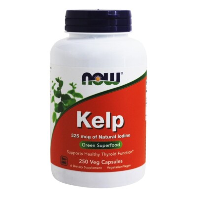 NOW Foods Kelp Caps Green Superfood 325 mcg., 250 Vegetarian Capsules