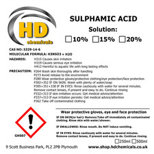 Sulphamic Acid Solution 10% 15% 20% Removing limescale, tiles, grout cleaner