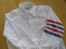 NWOT Thom Browne White Oxford Woven Sleeve Stripes Button Down TB0 MSRP 550