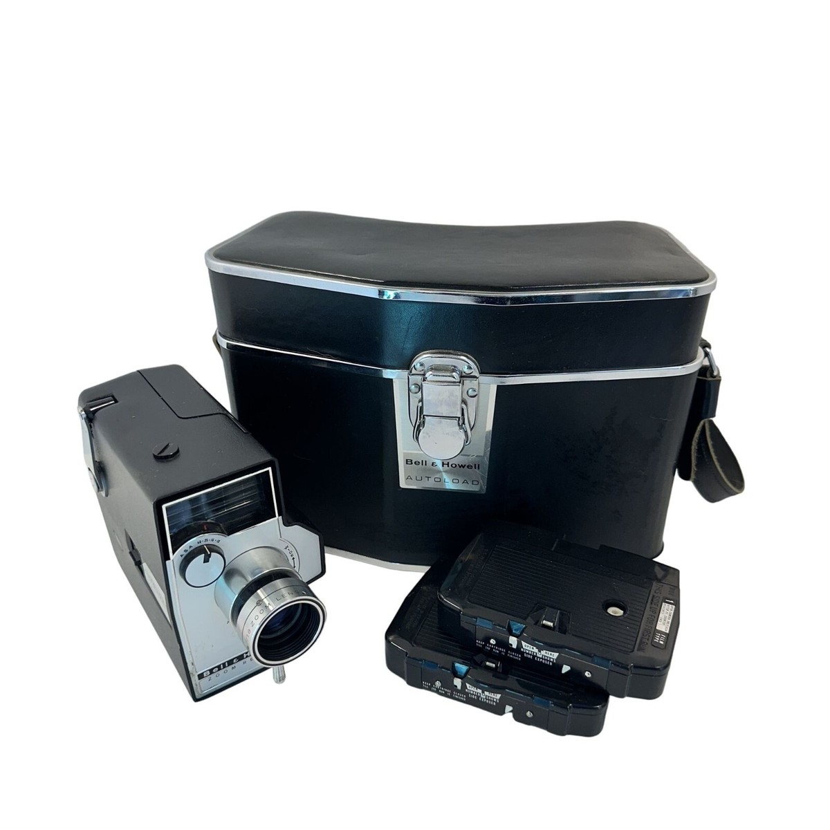 Bell & Howell Autoload Zoom Reflex Video Camera Case Tapes Vintage