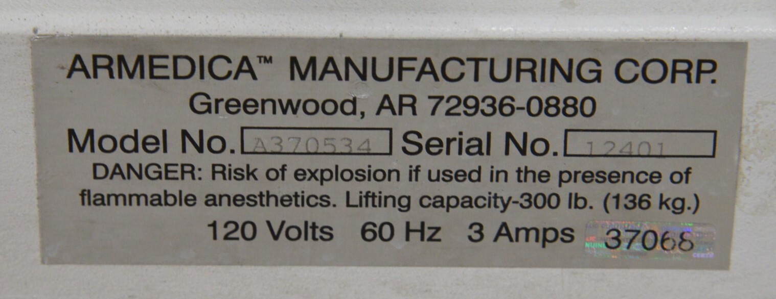 Armedica AM-200 Hi-Lo Two Section Treatment Table W/ Footswitch