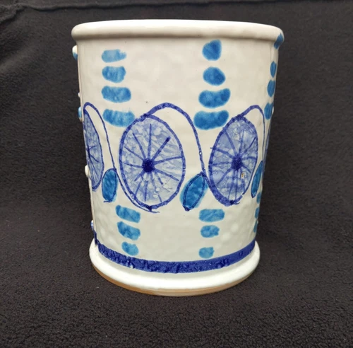 Vintage 5 x4” Wine Cooler Utensil Holder Vase or Crock w/ lemons Made in Italy