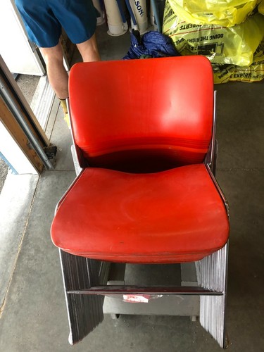 DAVID ROWLAND 40/4 Vintage Mid Century Modern Stacking Chairs Orange Steel - Picture 4 of 4