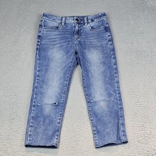 American Eagle Womens Jeans 4 Regular Blue Hi Rise Jegging Crop Distressed