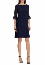 Lauren Ralph Lauren Three-Quarter Sleeve Navy Blue Carter Dress L71311 Size 0